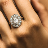 Oval Cluster Milgrain Victorian Diamond Engagement Ring - Isadora For the woman who wants something truly distinctive, a thoughtfully designed cluster that balances vintage charm with contemporary style. Bridal and Anniversary diamond engagement ring, vintage wedding band, Victorian style ring, lab grown diamond ring, eco-friendly engagement, unique bridal ring, handmade wedding ring, modern vintage ring, organic cluster ring, fine jewelry gift, special occasion ring, sustainable luxury gift,