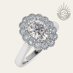 Oval Cluster Milgrain Victorian Diamond Engagement Ring - Isadora For the woman who wants something truly distinctive, a thoughtfully designed cluster that balances vintage charm with contemporary style. Bridal and Anniversary diamond engagement ring, vintage wedding band, Victorian style ring, lab grown diamond ring, eco-friendly engagement, unique bridal ring, handmade wedding ring, modern vintage ring, organic cluster ring, fine jewelry gift, special occasion ring, sustainable luxury gift,