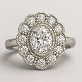 Oval Cluster Milgrain Victorian Diamond Engagement Ring - Isadora For the woman who wants something truly distinctive, a thoughtfully designed cluster that balances vintage charm with contemporary style. Bridal and Anniversary
