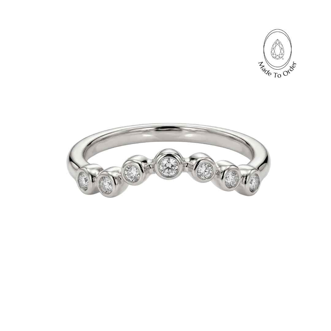 Platinum Ethereal Curved Diamond Ring - The Cressida Ring - Dainty London