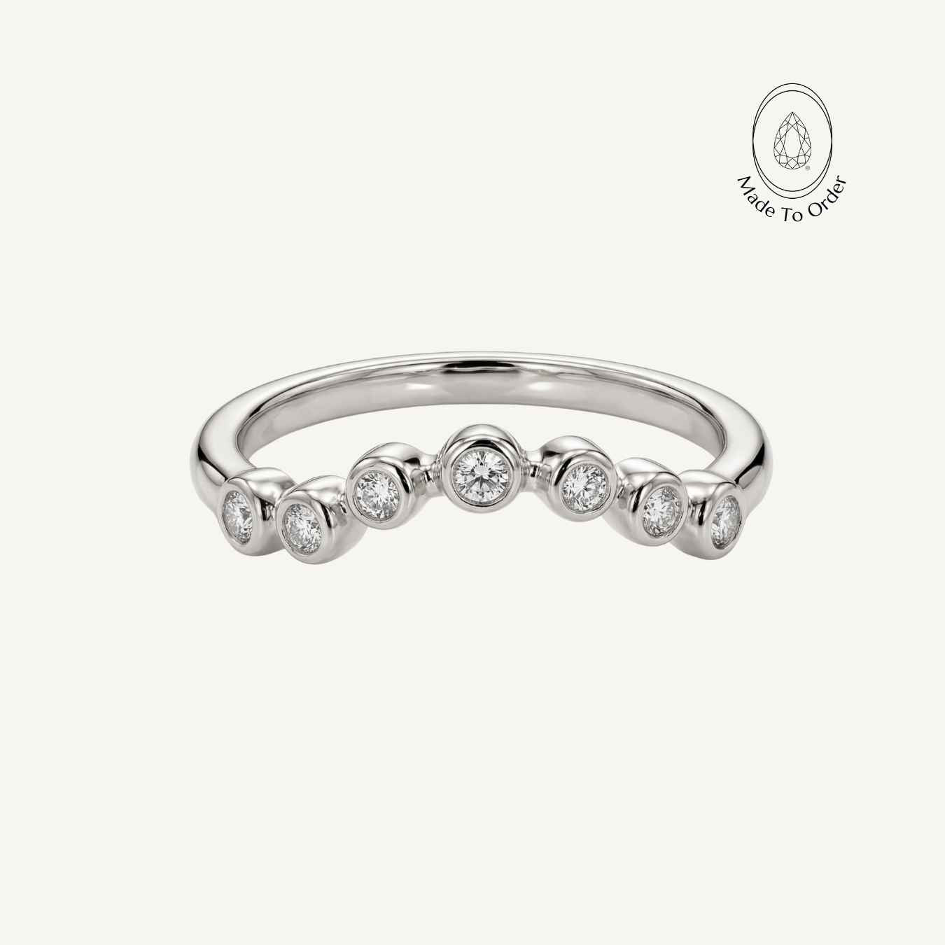 Platinum Ethereal Curved Diamond Ring - The Cressida Ring - Dainty London