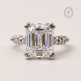 Platinum Luxury Moissanite Gemstone Ring - Merrow - Dainty London