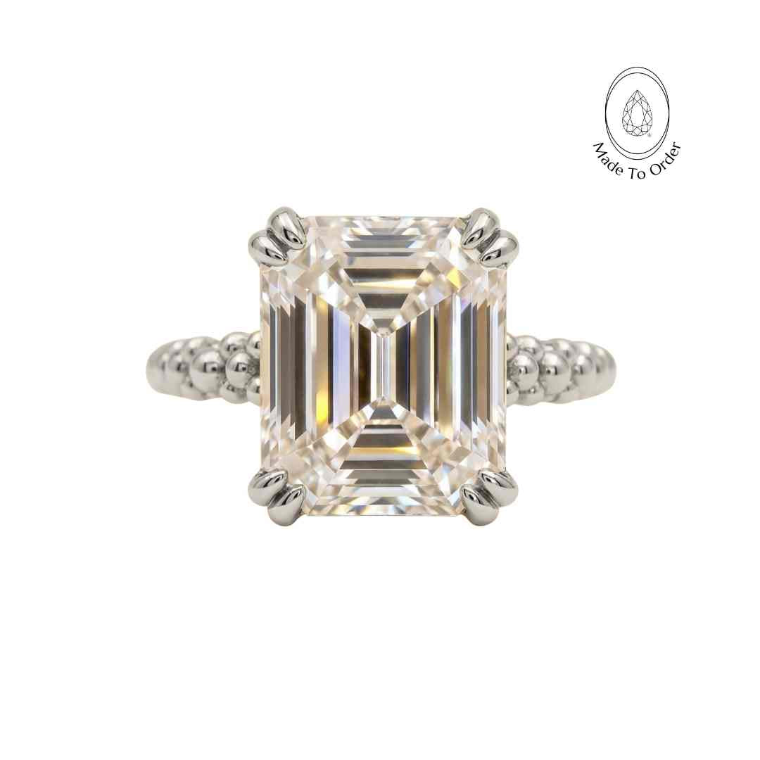 Platinum Luxury Moissanite Gemstone Ring - Merrow - Dainty London