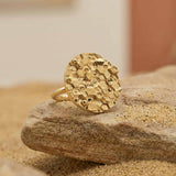 Gold Geometric Circle Ring - The Hemera Ring