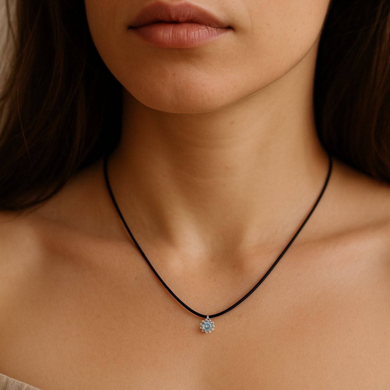 silver cord necklace, blue topaz jewellery, adjustable pendant, boho ocean jewelry, summer sky gemstone, beach style necklace, handcrafted silver, ocean lover gift, layered jewellery, minimalistic necklace, birthday gift for her, casual everyday jewellry, unique barnacle necklace