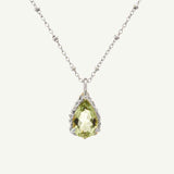 Silver Green Quartz Necklace - Alba - Dainty London