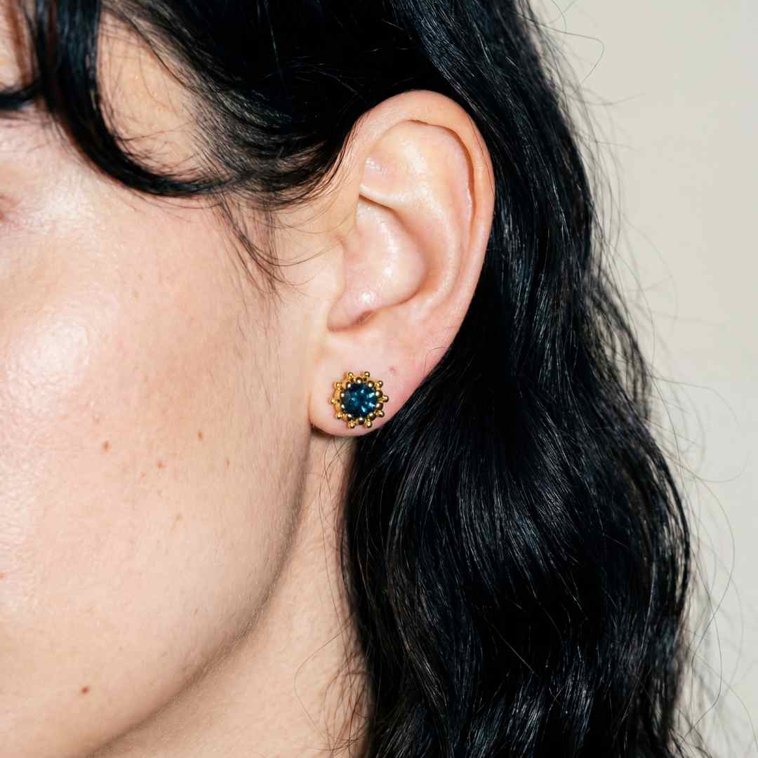 Silver London Blue Topaz Cleodora Studs - Dainty London