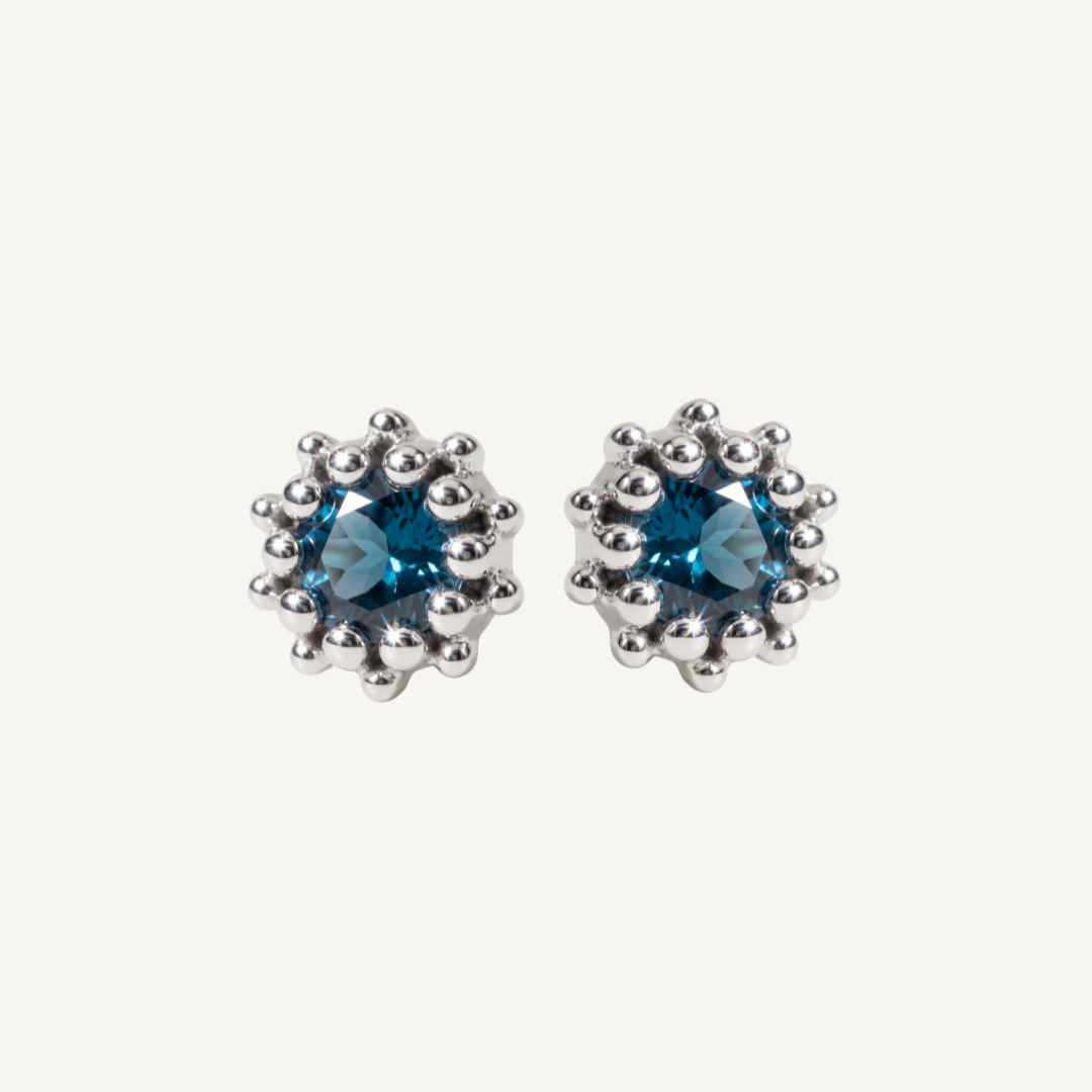 Silver London Blue Topaz Cleodora Studs - Dainty London