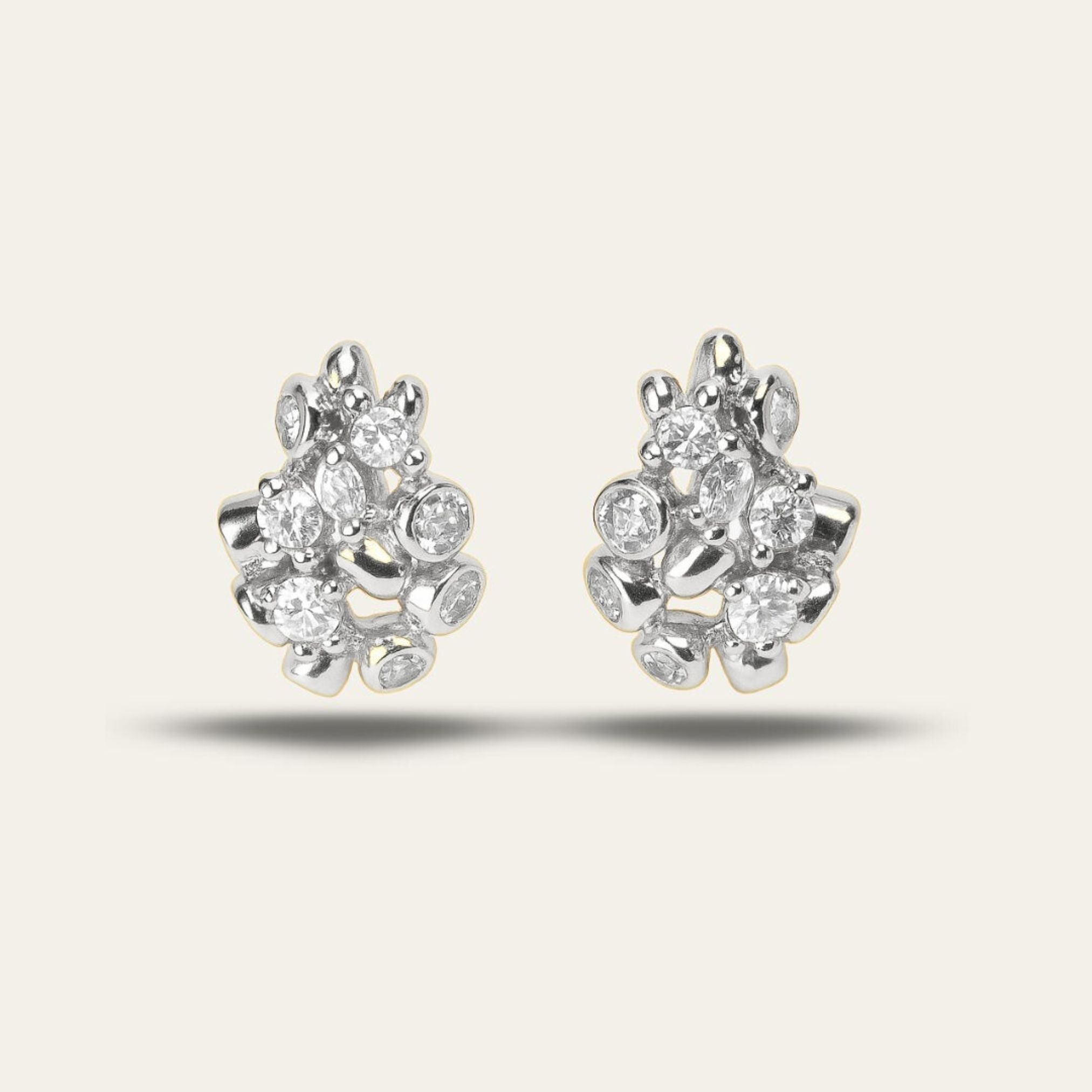 Celestial stud earrings, coastal jewellery, sterling silver topaz studs, star and sea jewelry, boho coastal, white topaz earrings wedding jewellery