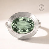 Silver Sea Green Quartz Gemstone Ring - Margo - Dainty London