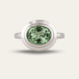 Silver Sea Green Quartz Gemstone Ring - Margo - Dainty London silver sea green quartz, gemstone ring, boho jewellery, natural gemstone jewellry, made-to-order ring, eco-friendly jewelry, artisan silver ring, ocean inspired ring, gift for her, sustainable jewellery, unique gemstone ring,