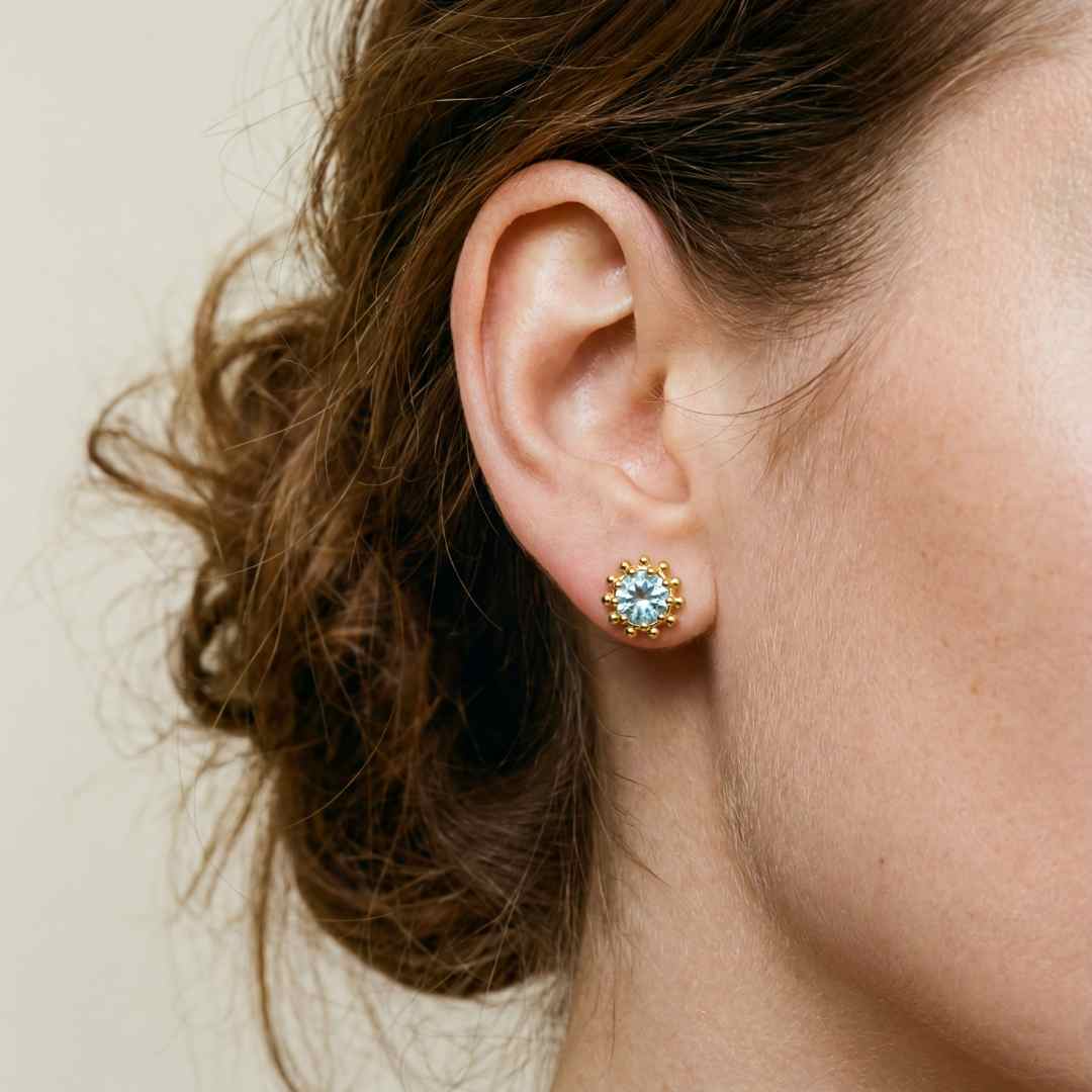 Silver Sky Blue Topaz Astrid Studs - Dainty London