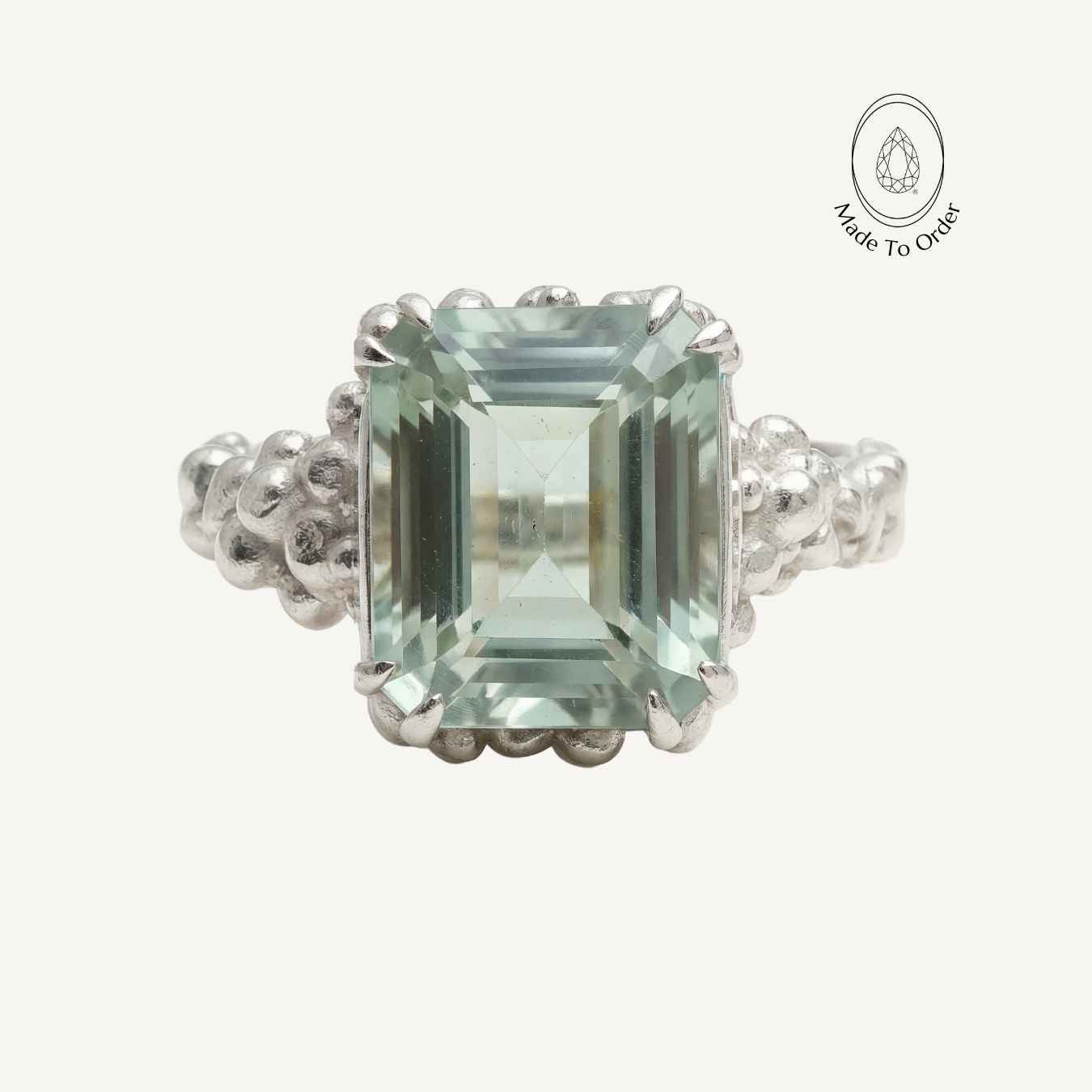 Silver Statement Green Quartz Ring - Giselle - Dainty London