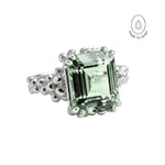Silver Statement Green Quartz Ring - Giselle - Dainty London