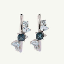 Silver Zaria Earrings - Luxury Handcrafted Topaz Hoop Earrings - Dainty London