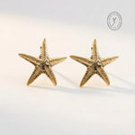 Solid 9ct Gold Starfish Stud Earrings - Dainty London