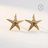 Solid 9ct Gold Starfish Stud Earrings - Dainty London