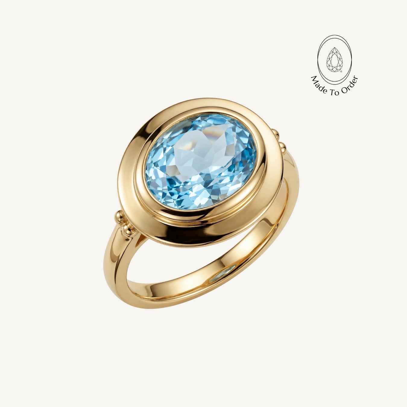 Solid Gold Contemporary Topaz Ring - Avery Ring - Dainty London