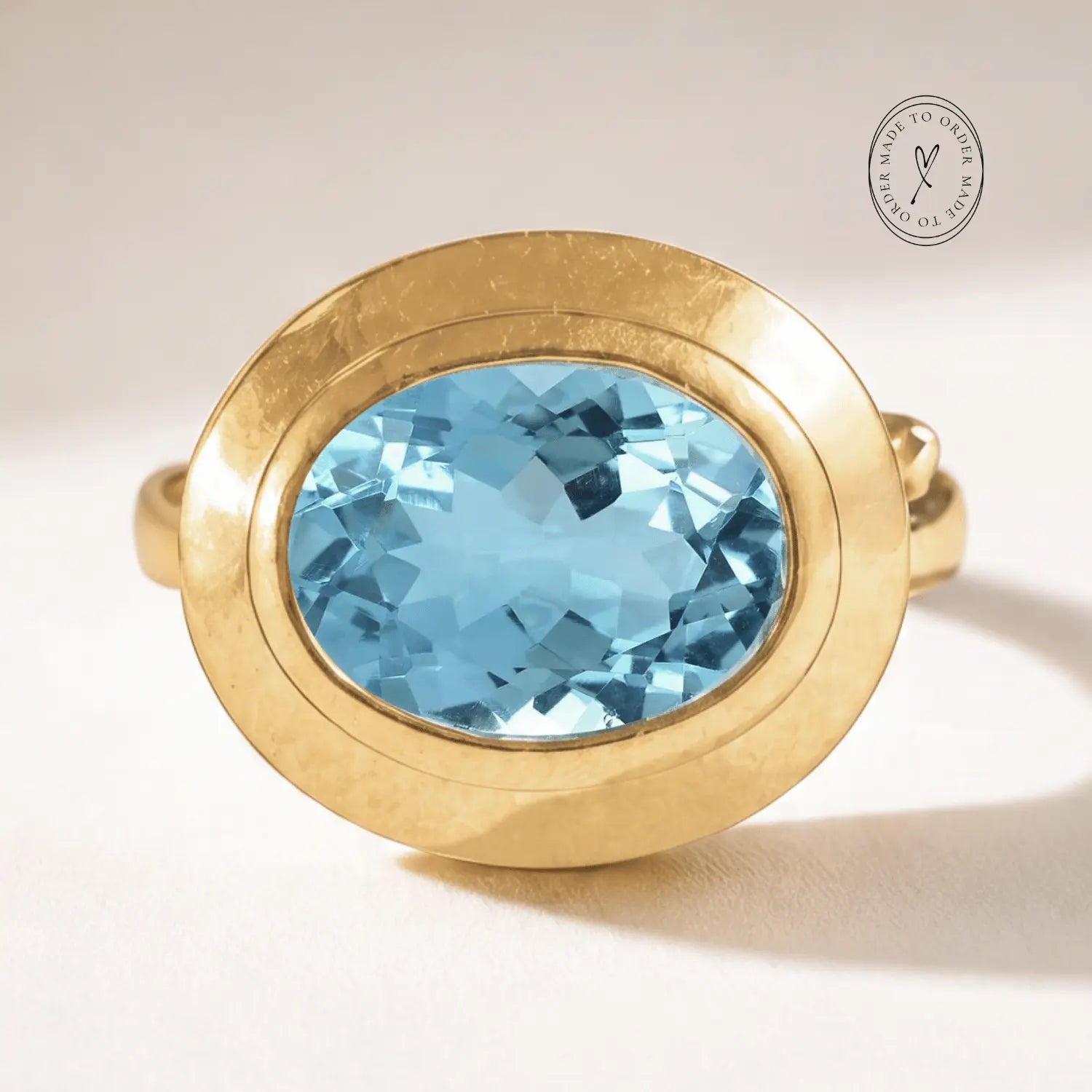 Solid Gold Contemporary Topaz Ring - Avery Ring - Dainty London