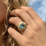 Solid Gold Contemporary Topaz Ring - Avery Ring - Dainty London solid gold topaz ring, sky blue topaz ring, personalised engagement ring, made-to-order jewellery, UK ring sizes, ocean inspired jewellry, contemporary gold ring, vintage style ring, meaningful gift for her, blue gemstone ring, anniversary gift, handcrafted gold ring, luxury gemstone jewelry