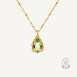 Solid Gold Green Beryl Necklace - Alba - Dainty London
