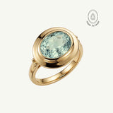 Solid Gold Green Quartz Modern Ring - Margo - Dainty London