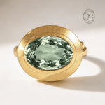 Solid Gold Green Quartz Modern Ring - Margo - Dainty London
