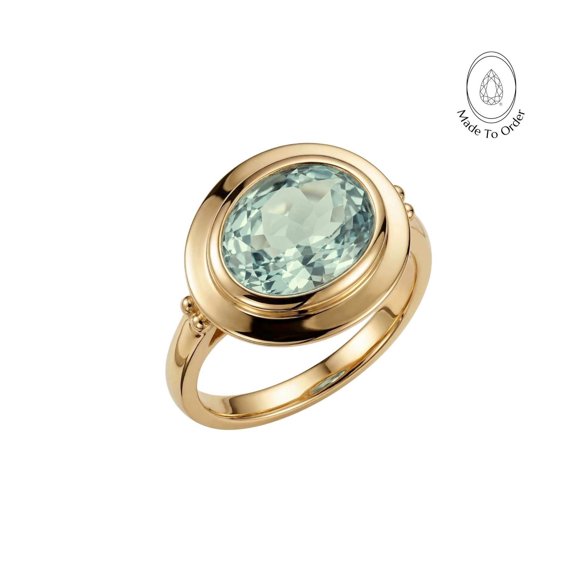 Solid Gold Green Quartz Modern Ring - Margo - Dainty London