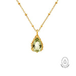 Solid Gold Green Quartz Necklace - Alba - Dainty London