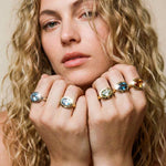 Solid Gold London Blue Topaz Luxury Ring - Calla - Dainty London solid gold ring, London Blue Topaz ring, handmade gold jewellery, custom engagement ring, blue gemstone ring, sea-inspired jewellry, luxury gold ring, handcrafted jewelry gift, special occasion ring, ethically made jewellery, personalized jewelry, gift for her, statement blue ring