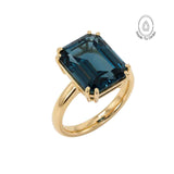 Solid Gold London Blue Topaz Ring - Cleodora - Dainty London London Fashion Week Cleodora Ring | Electric Blue Topaz & 9ct Fairtrade Gold | Liberty & Selfridges Style | Award-Winning British Design | Best Jewellery Design