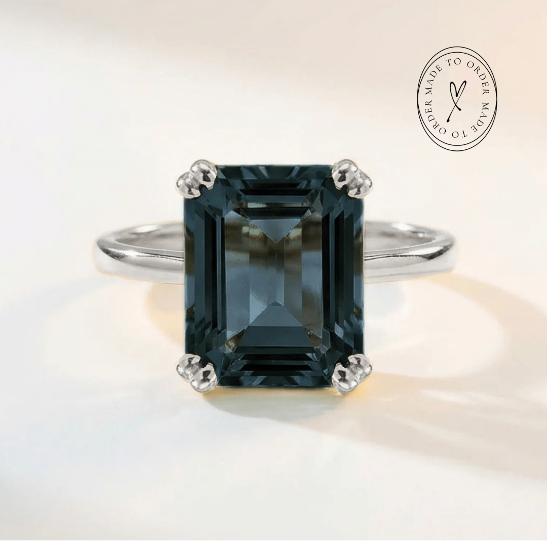 Solid Gold London Blue Topaz Ring - Cleodora - Rings - Engagement - Dainty London