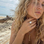 Solid Gold Luxury Moissanite Gemstone Ring - Merrow - Dainty London