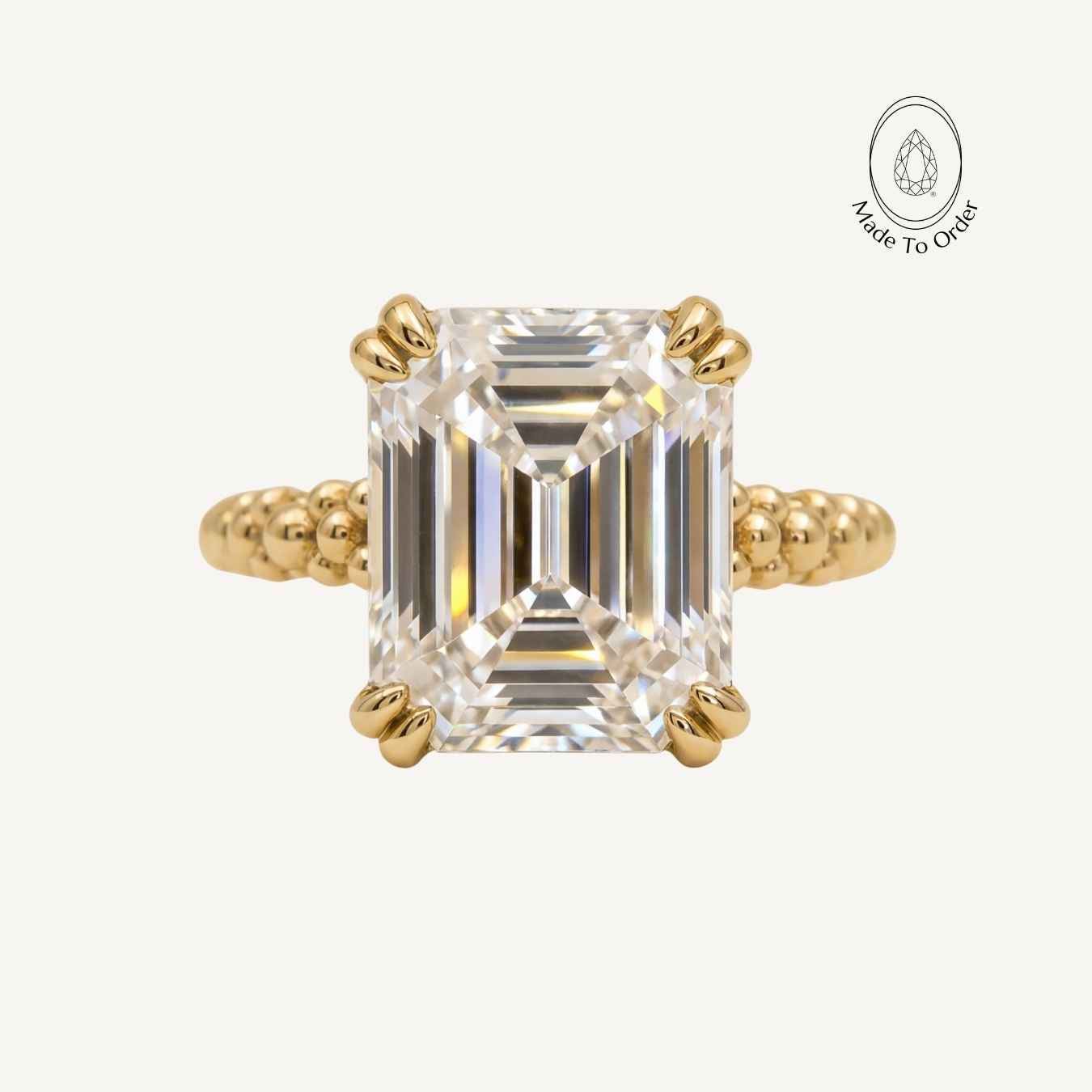 Solid Gold Luxury Moissanite Gemstone Ring - Merrow - Dainty London