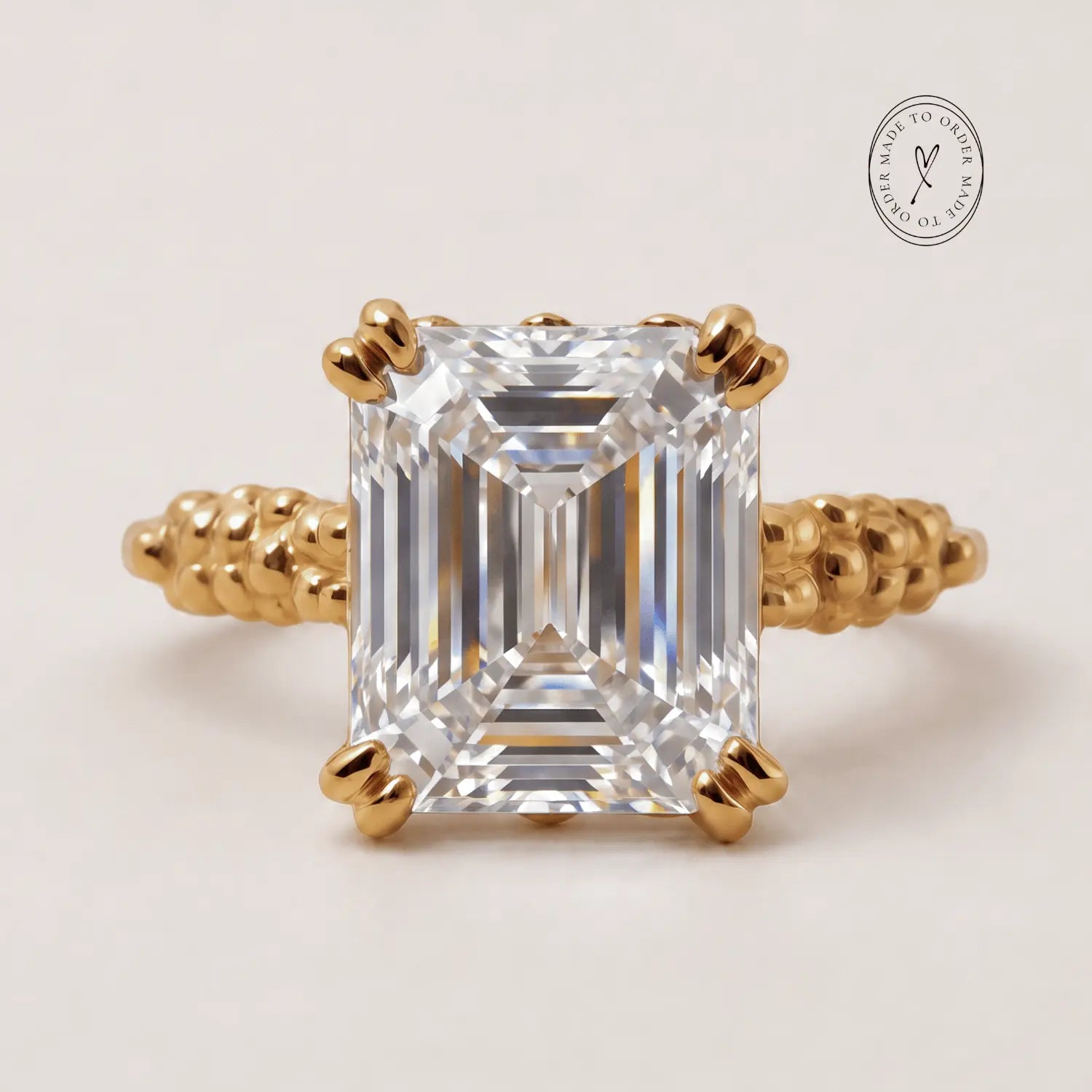 Solid Gold Luxury Moissanite Gemstone Ring - Merrow - Dainty London