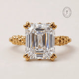 Solid Gold Luxury Moissanite Gemstone Ring - Merrow - Dainty London