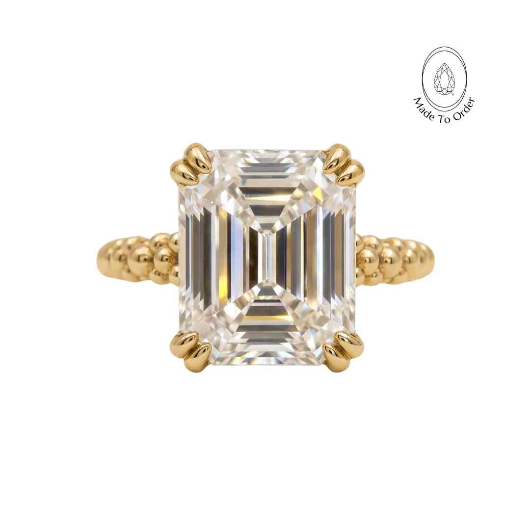 Solid Gold Luxury Moissanite Gemstone Ring - Merrow - Dainty London
