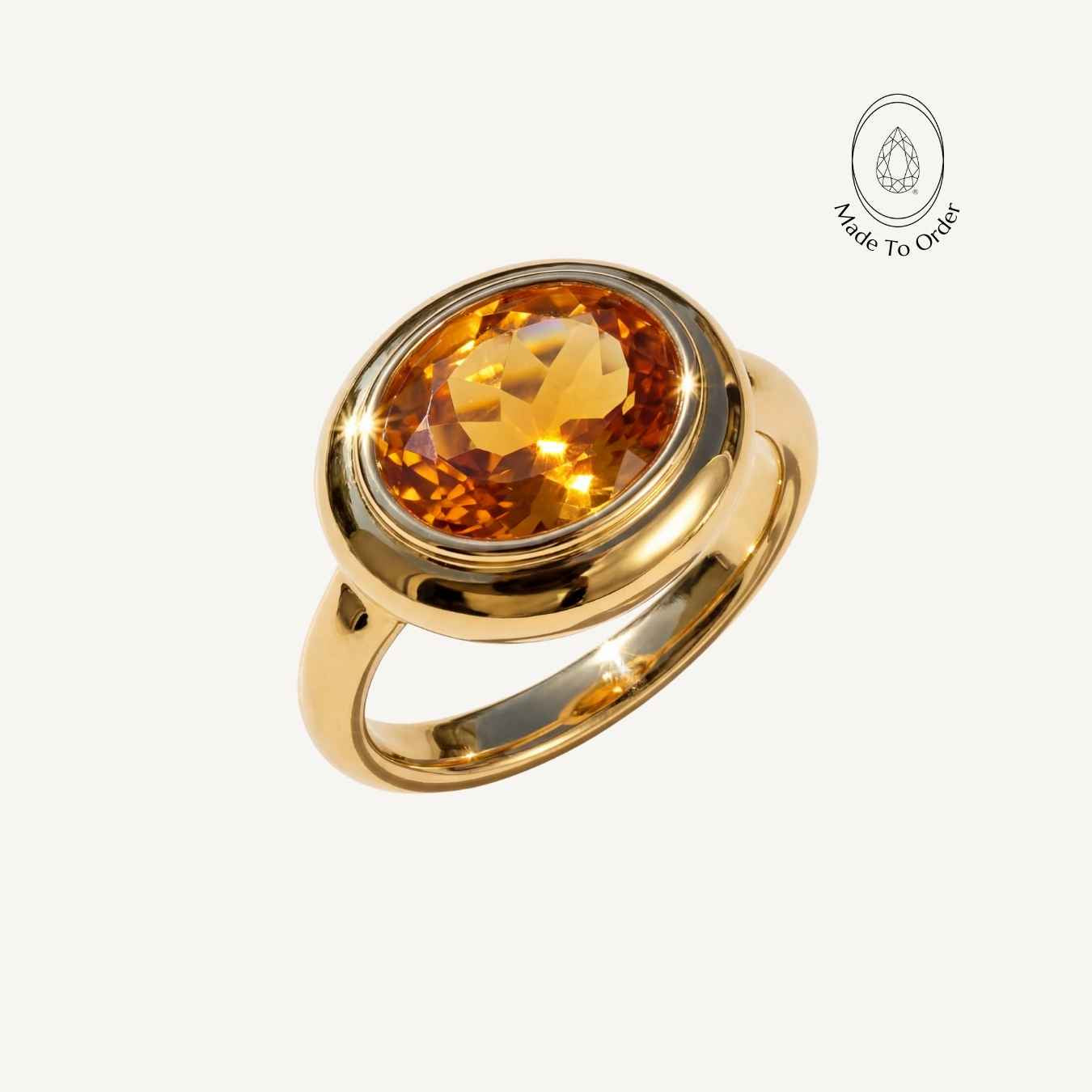 Solid Gold Madeira Citrine Contemporary Ring - Celeste - Dainty London
