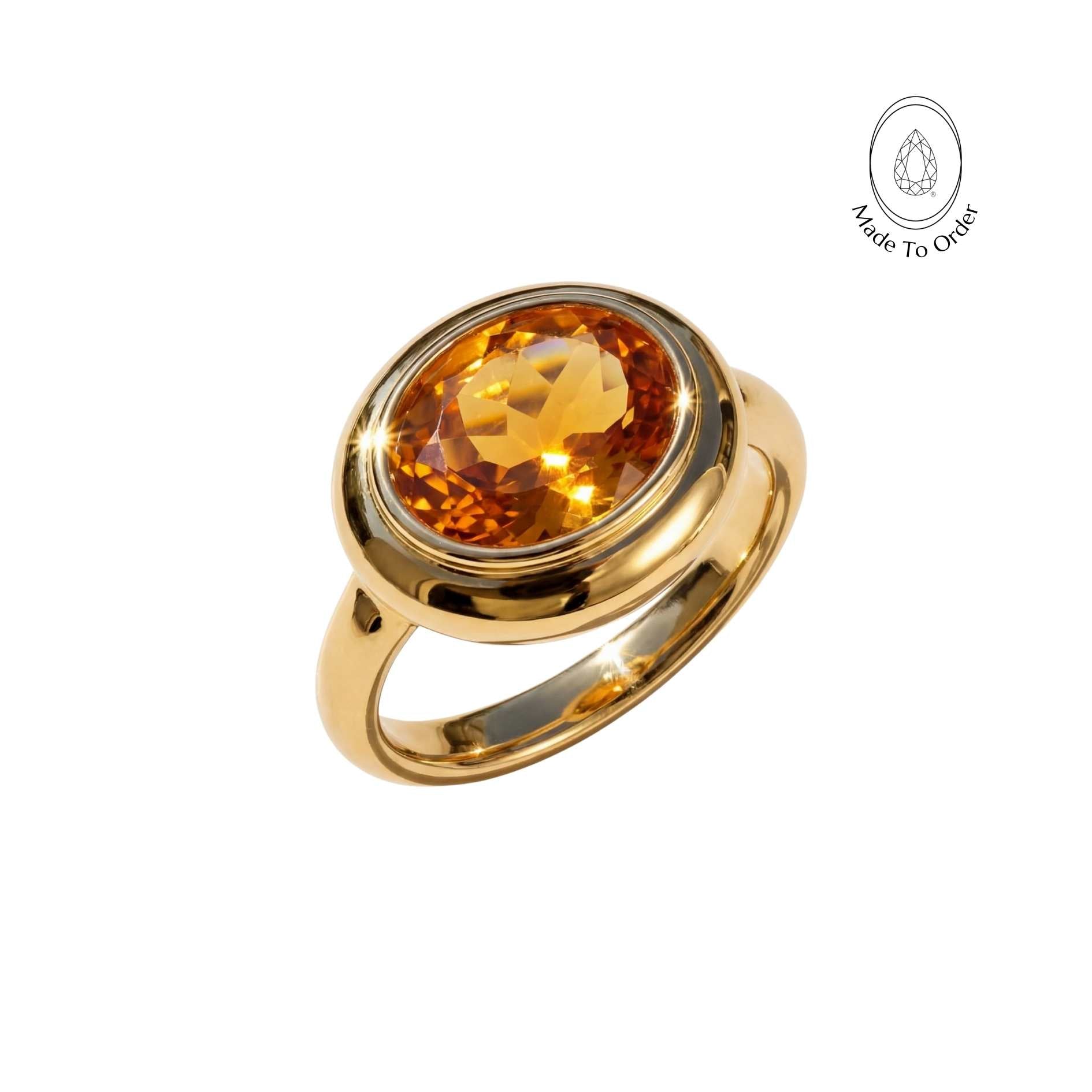 Solid Gold Madeira Citrine Contemporary Ring - Celeste - Dainty London