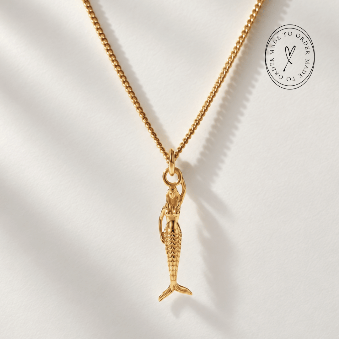 Solid Gold Mini Mermaid Necklace - Zennor - Dainty London