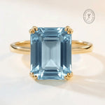 Solid Gold Ocean Blue Topaz Ring - Bali - Dainty London