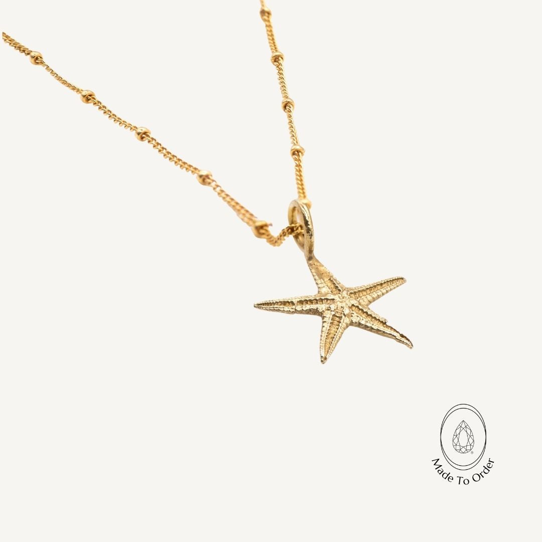 Solid Gold Starfish Necklace - Dainty London