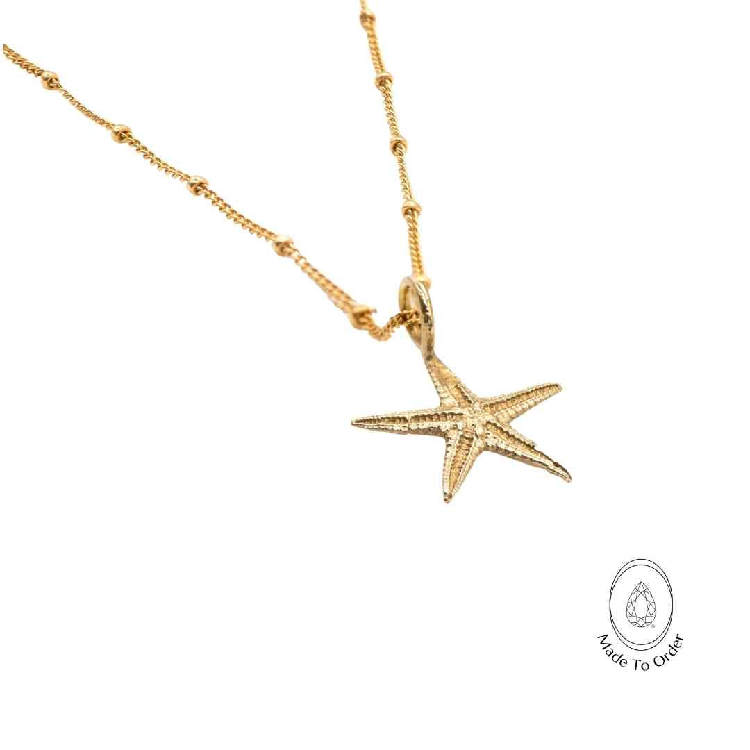 Solid Gold Starfish Necklace - Dainty London