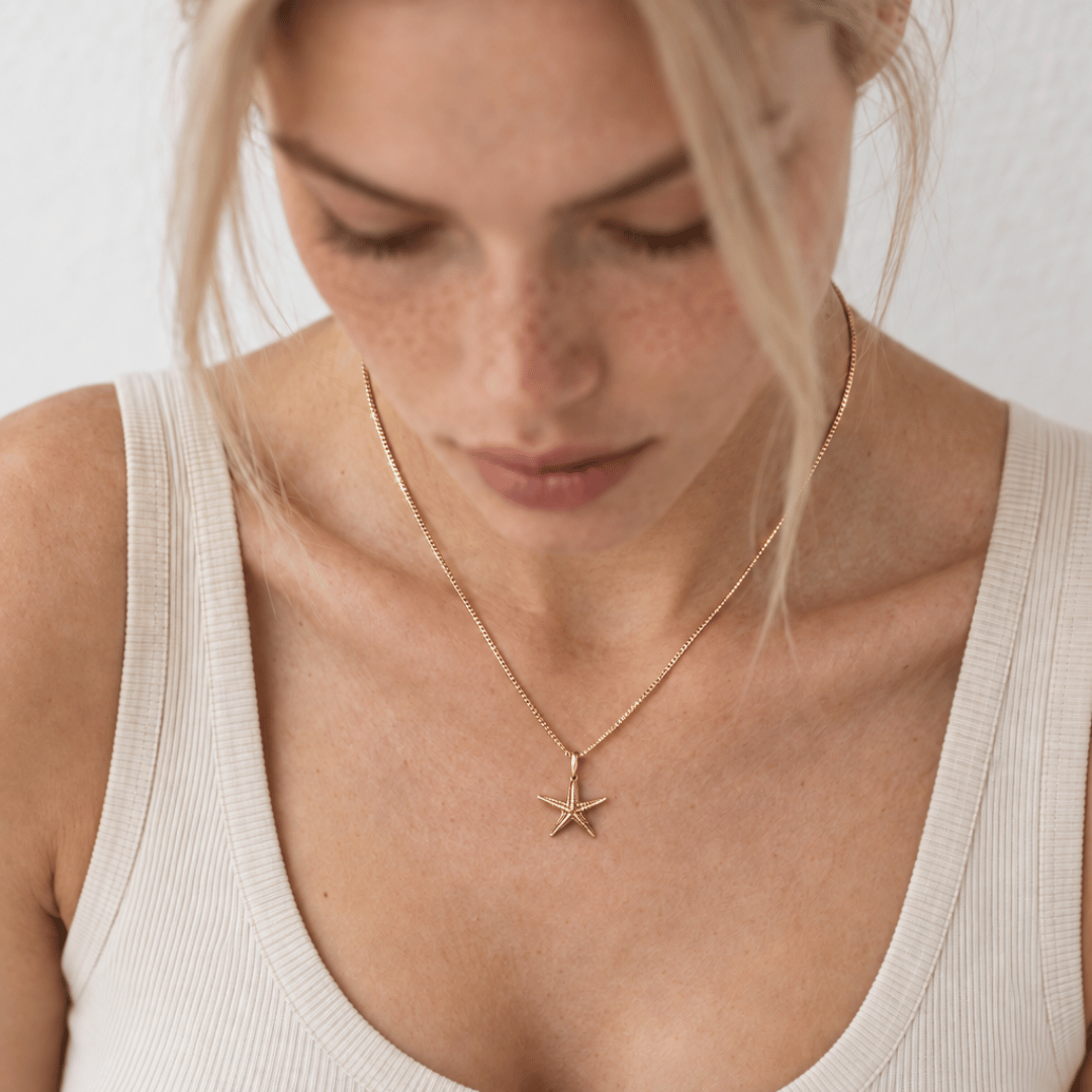 Solid Gold Starfish Necklace - Necklace - everyday - Dainty London