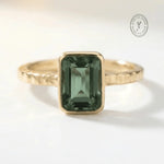 Solid Gold Tidewashed Emerald Ring - Dainty London