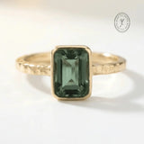 Solid Gold Tidewashed Emerald Ring - Dainty London