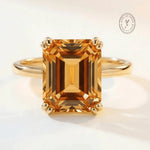 Solid Gold Vintage Citrine Gemstone Ring - Isla - Dainty London