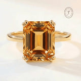 Solid Gold Vintage Citrine Gemstone Ring - Isla - Dainty London