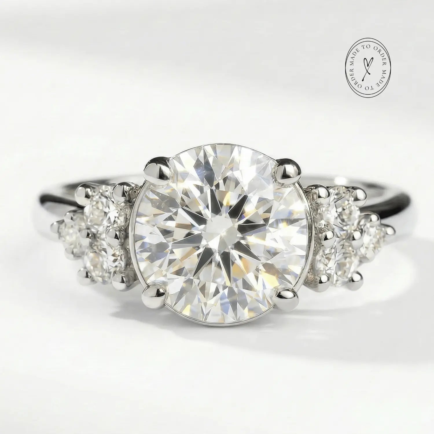 Statement Platinum Cluster Diamond Ring - The Nancy Ring - Dainty London