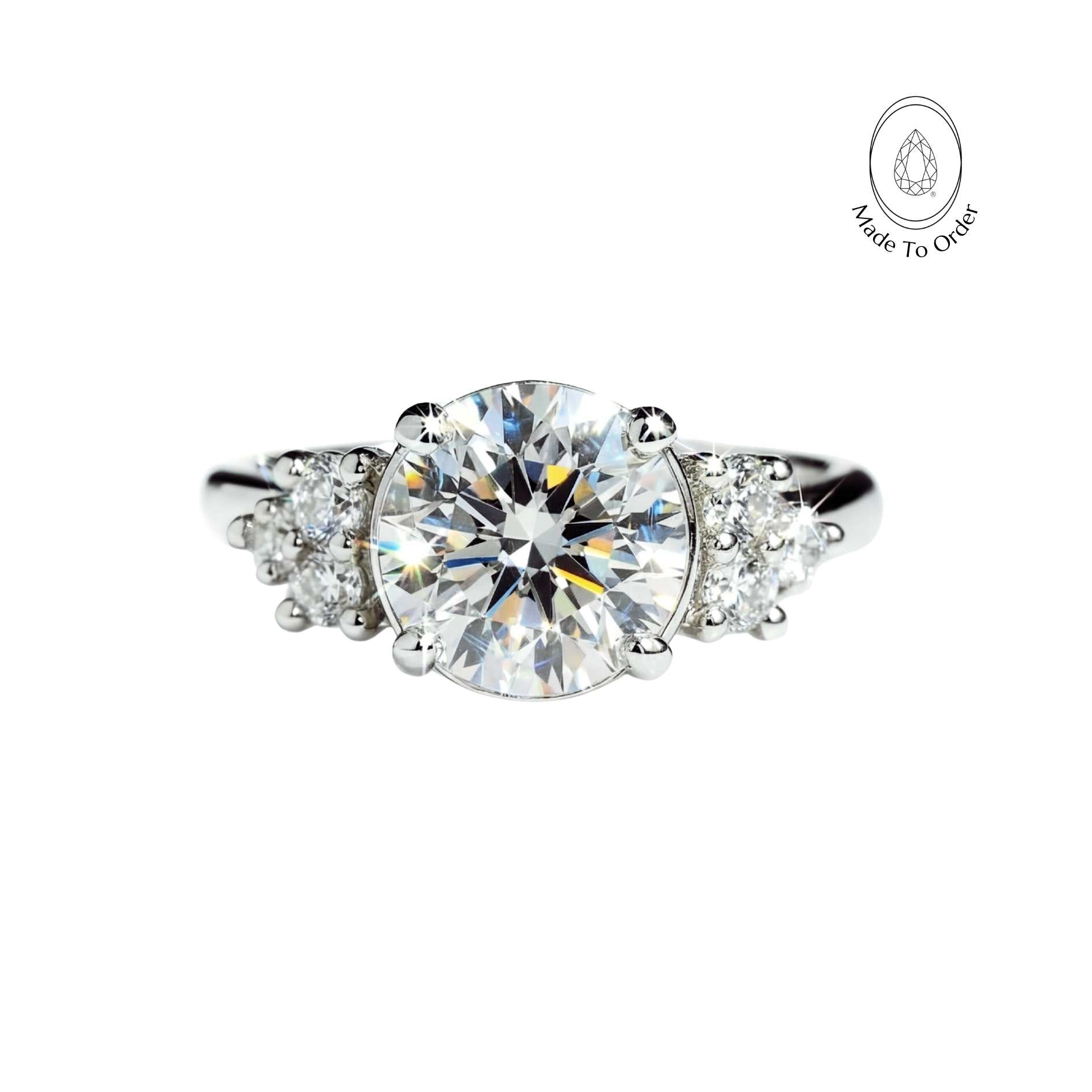 Statement Platinum Cluster Diamond Ring - The Nancy Ring - Dainty London Vintage inspired diamond rings & platinum jewelry. Lab-grown GIA certified luxury, handmade wedding rings. Modern eco-conscious engagement.